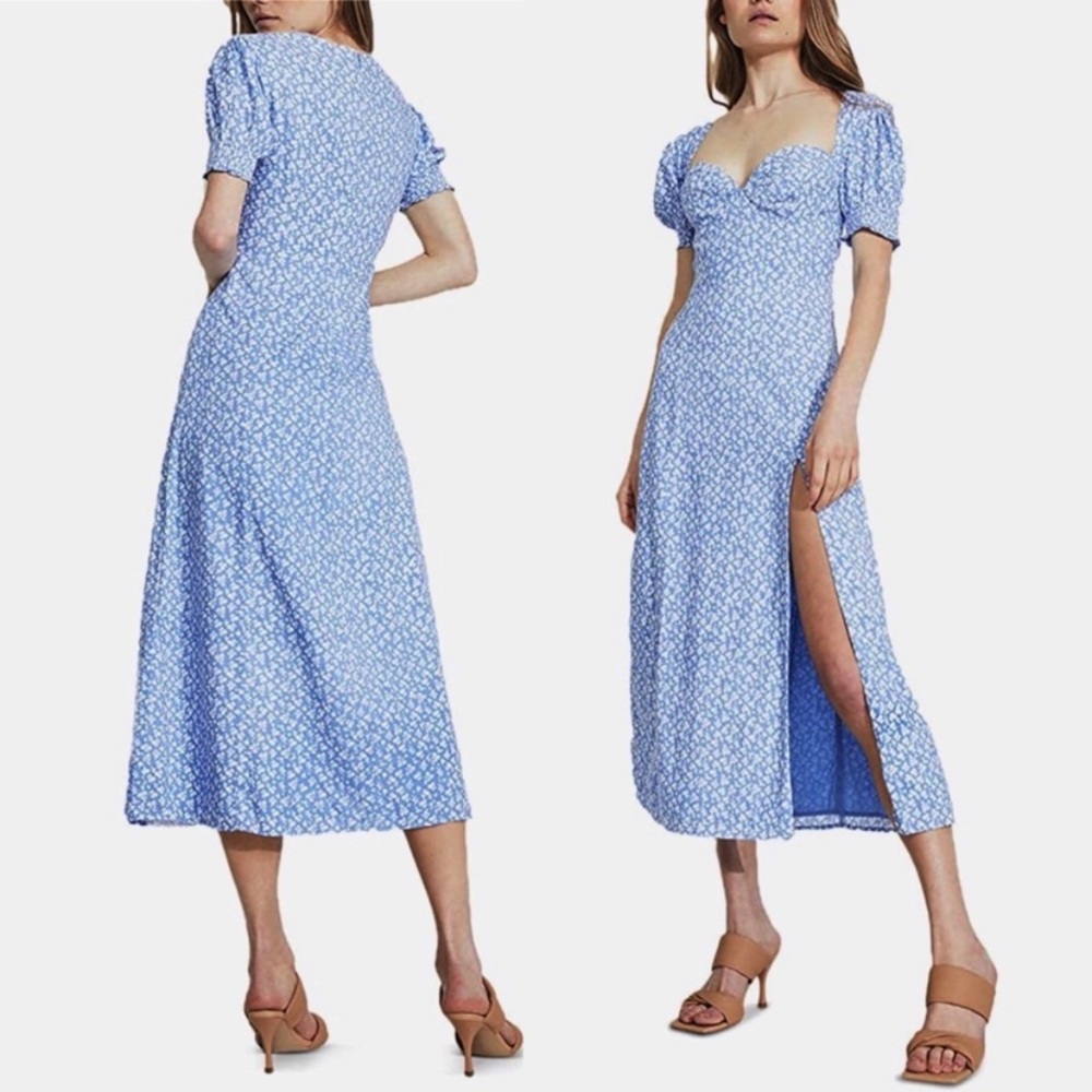 Bardot Blue Daisy Midi Dress | size 4